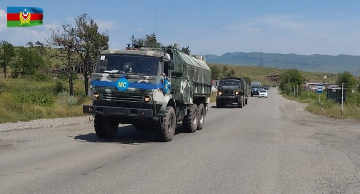 Российские миротворцы покидают Карабах. Кадр видео Минобороны Азербайджана https://mod.gov.az/ru/news/soobshenie-ministerstva-oborony-video-52058.html