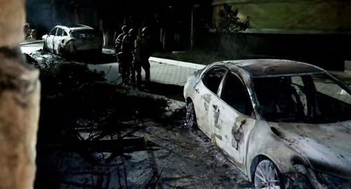 На месте атаки боевиков в Дагестане. 23 июня 2024 г. Фото: Национальный антитеррористический комитет