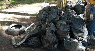 Мешки с мусором, собранным на территории тополиной рощи в Астрахани. Фото: Наиль Адельшинов - https://vk.com/wall368809974_3877
