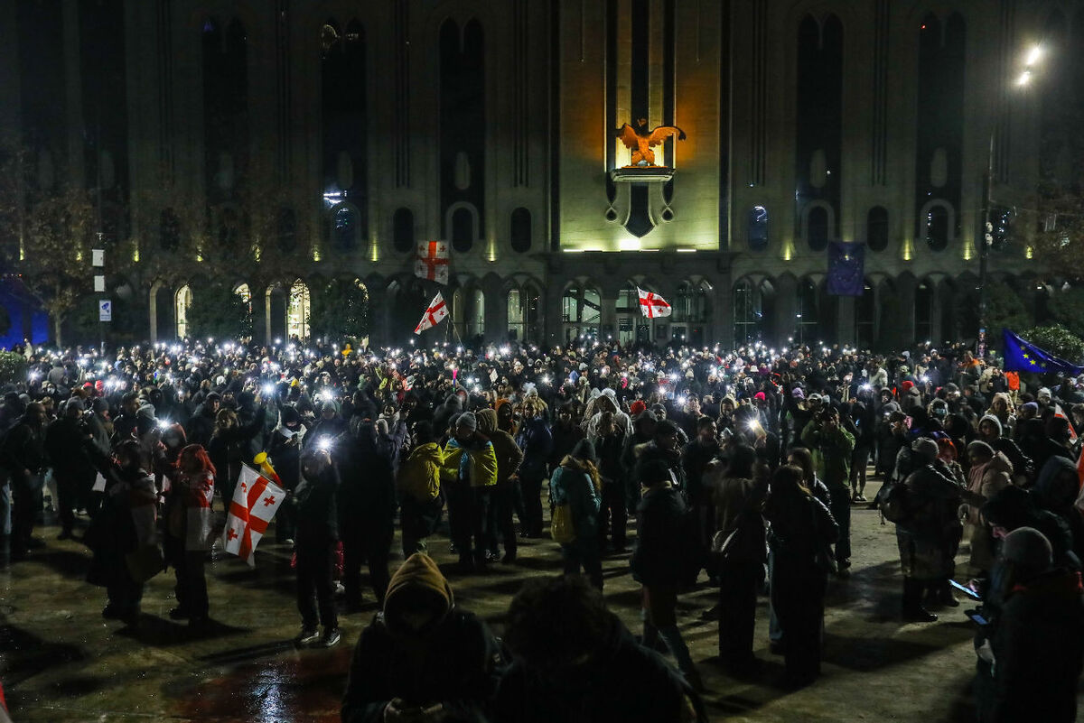 Участники акции протеста в Тбилиси. 7 октября 2024 г. Фото Азиза Каримова для "Кавказского узла"