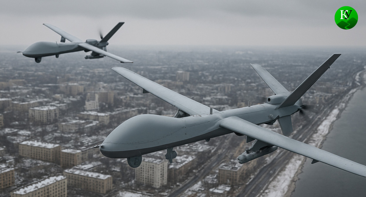 БПЛА в полете. Иллюстрация создана «Кавказским узлом» с помощью ИИ в программе Copilot БПЛА в полете. Иллюстрация создана «Кавказским узлом» с помощью ИИ в программе Copilot