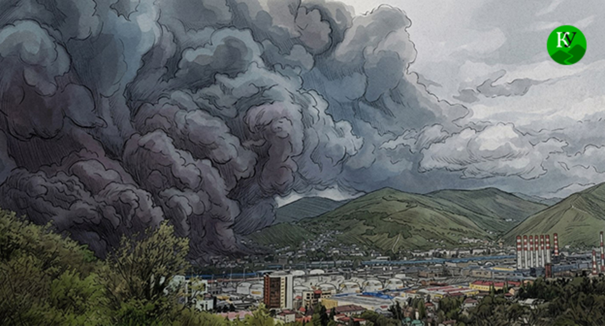 Пожар на нефтезаводе в Туапсе. Иллюстрация создана "Кавказским узлом" при помощи ИИ в программе Copilot Пожар на нефтезаводе в Туапсе. Иллюстрация создана "Кавказским узлом" при помощи ИИ в программе Copilot