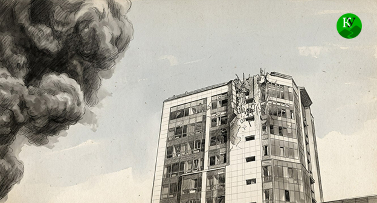 Дом пострадавший во время пожар. Иллюстрация создана "Кавказским узлом" при помощи ИИ в программе Copilot Дом пострадавший во время пожар. Иллюстрация создана "Кавказским узлом" при помощи ИИ в программе Copilot